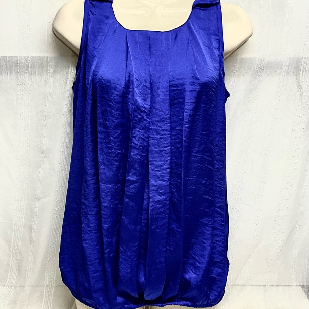 Adiva Cobalt Blue Pleated Sleeveless Blouse